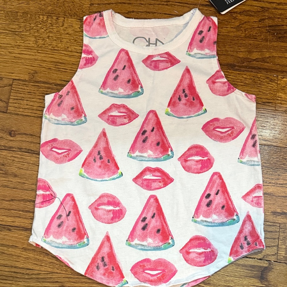 Chaser Watermelon and Lips Print Kids Tank Top